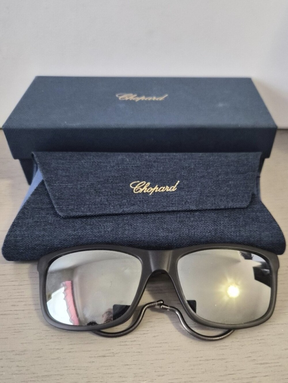 Chopard Sunglasses with Silver Mirror Size 57 In Box And Case